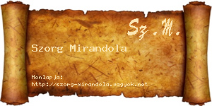 Szorg Mirandola névjegykártya